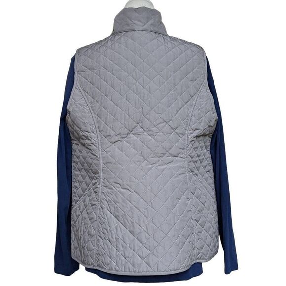 CHICO'S Reversible Gray Houndstooth Quilted Vest Jacket Side Pockets Size 12 14 - Picture 3 of 10